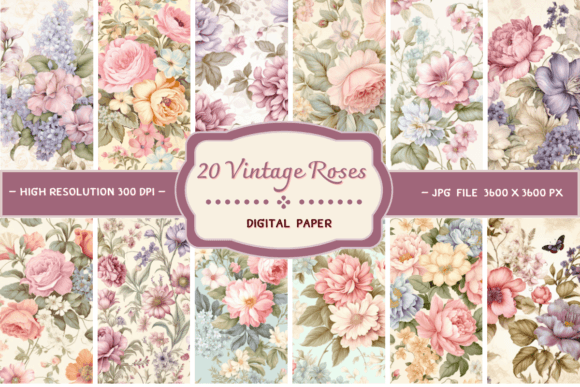 Download Vintage Roses Floral Background - Floral background Collection