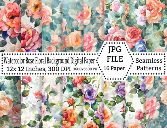 Download Watercolor Rose Floral Background Set - Floral background Collection
