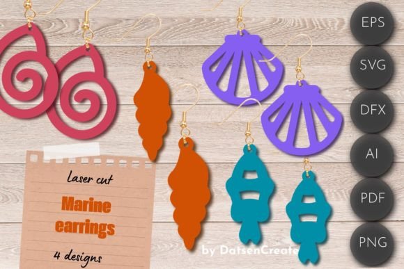 Download Summer Earrings, Marine Laser Cut Files - Marine Collection