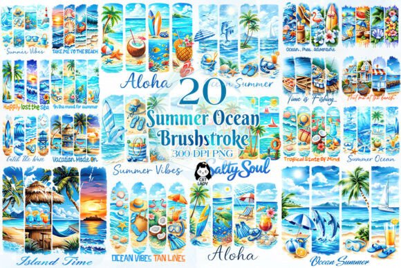 Download Summer Ocean Brush Strokes Clipart - Stroke Collection