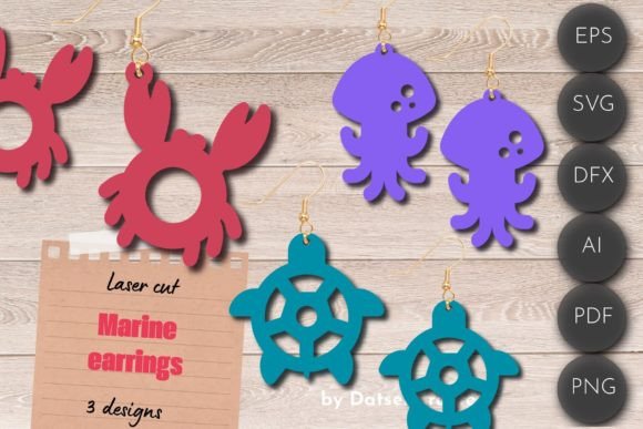 Download Summer Earrings, Marine Laser Cut Files - Marine Collection