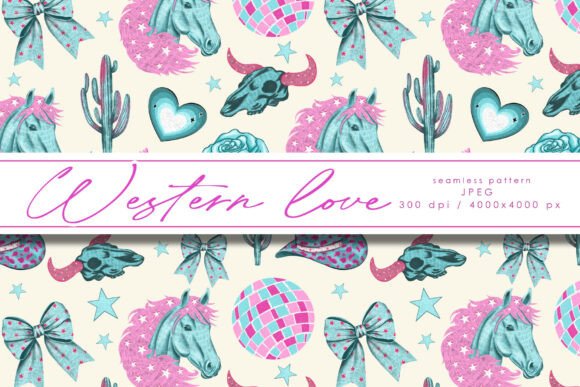 Download Western Love Cowgirl Art Seamless Paper - Love Collection