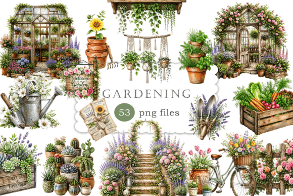 Download Rustic Gardening Clipart PNG Botanical - Botanical Collection