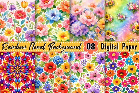 Download Rainbow Floral Background - Floral background Collection